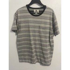 Vissla T Shirt Mens Size Large Gray Light Blue Short Sleeve Pocket Tee (B)